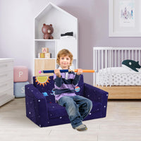 1 x RAW Customer Returns Foldable Children s Sofa Backrest Chair 2 in 1, Stable Children s Armchair with Fabric Bag and Non-Slip Cushion, Soft Lightweight Flip Open Children s Chair for Bedroom Living Room Playroom, Rockets - RRP €72.99