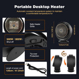 1 x RAW Customer Returns Auxiliary Heater 800W Mini Radiator Electric 2 Modes Fan Heater Bathroom Overheat Protection and Tilt Protection for Bedroom Office Home Black  - RRP €23.21