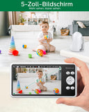 1 x RAW Customer Returns Sebikam baby monitor with camera 5 inch 720P HD screen video baby monitor, 4000mAh battery PTZ 355 baby monitor, VOX mode, night vision, 2-way audio, intercom function, temperature display, lullabies - RRP €89.84