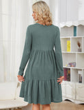 1 x Brand New MAVIS LAVEN Women s Maternity Dress Rib Knit Crew Neck Long Sleeve Casual Maternity Dresses for Photo Shoot Baby Shower, Green M - RRP €37.74