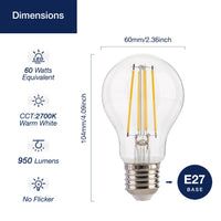 1 x RAW Customer Returns FLSNT Dimmable E27 LED Warm White, A60 LED Filament Edison Light Bulb Vintage, 7W Replaces 60W , 950LM High Brightness LED Bulb E27, 2700K Warm White, Clear Glass, 4 Pack - RRP €24.2