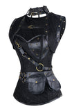 1 x Brand New Charmian Women s Plus Size Retro Goth Spiral Steel Boned Brocade Steampunk Bustiers Corset with Jacket and Belt Black 5X-Large - RRP €21.6