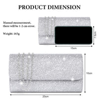 1 x RAW Customer Returns OSDUE Chain Bag, Clutch Women, Glitter Evening Bag, Elegant Envelope Bag Chain Bag Shoulder Bags for Wedding Party Leisure Date Silver  - RRP €14.75