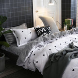 1 x RAW Customer Returns Freyamy bed linen 200x200cm 3-piece white black heart bedding sets brushed microfiber soft reversible bed linen romantic double bed duvet cover with zipper and 2 pillowcases 80x80cm - RRP €32.63