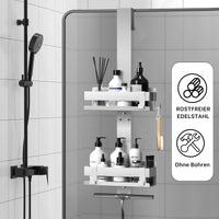 1 x RAW Customer Returns Cooeco shower shelf without drilling - shower basket self-adhesive bathroom shelf in rust-proof, space-saving shower shelf for shampoo and shower gel and kitchen shelf without drilling - RRP €15.42