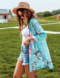 1 x RAW Customer Returns Gyabnw Cardigan Women s Summer Kimonos Women s Beach Cardigan Floral Women s 3 4 Sleeve Elegant Chiffon Cardigan Beach Cover Up - RRP €21.06