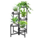 1 x RAW Customer Returns iDavosic.ly 5 Tier Metal Plant Stand Flower Pot Stand, Multi-Tier Plant Shelf Flower Shelf Plant Stairs for Room Corner, Living Room, Balcony, Terrace, Yard Hollow, Black  - RRP €49.99