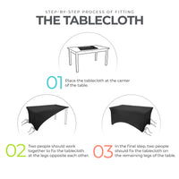 1 x RAW Customer Returns Utopia Kitchen Spandex Tablecloth 2 Pack 8FT, Black Tight, Custom-Fit, Washable and Wrinkle-Free Outdoor Tablecloth for Event, Wedding, Banquet Party 244Lx76Wx76H cm - RRP €26.99