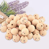 2 x Brand New Yeeliv 60 pieces wooden beads with face, 20 mm large wooden beads natural with hemp rope, wooden balls with hole for DIY lucky dolls, angels, key chains and beads for bracelets jewelry making - RRP €40.8