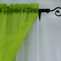 1 x RAW Customer Returns SCHOAL panel curtain with drawstring, 2 pieces, small window curtains, kitchen set, bistro curtains, voile stores, window curtain, modern green, W x H 90 x 100 cm - RRP €22.99