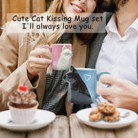 1 x RAW Customer Returns Kiss Cat Coffee Mug Set, Fun and Unique Ceramic Tea Cup Set for Bride and Groom, Matching Gift for Birthday, Anniversary, Wedding, Girlfriend Wife - RRP €23.59