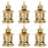 2 x Brand New Romadedi tealight lantern gold decoration - set of 6 vintage lantern candles metal small with engraving for candles, table decoration, wedding, Christmas, Ramadan, balcony, garden, outdoor - RRP €63.48