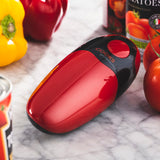 1 x RAW Customer Returns Cooks Professional Electric Can Opener, Automatic Cordless Can Opener for Arthritis and Arthritis, Hands Free Operation, One Touch Design, Red and Black - RRP €29.0