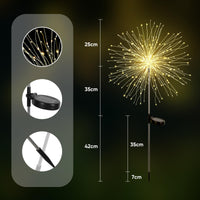 1 x RAW Customer Returns SALCAR LED solar lights garden decoration, 2 pieces 180LED solar fireworks garden lights waterproof, 8 modes solar plug garden lights for outdoors footpath yard lawn patio, warm white - RRP €19.99