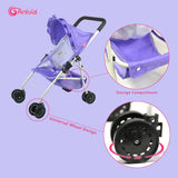 4 x Brand New Umbrella Stroller for Dolls, ANIVIA Toys Doll Stroller for Children with Basket and Mute Wheels, Ideal for Dolls up to 18 DA004L PURPLE  - RRP €196.0