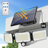 1 x RAW Customer Returns Faretto Led da Esterno Solare con Sensore di Movimento 224LED 4Modes , 3 Teste 300 Luce Solare LED Esterno, IP65 Faretti Solari a LED da Esterno,Telecomando Lampada Solare da Esterno Garage Giardino - RRP €21.99