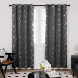 1 x RAW Customer Returns Deconovo curtains cold protection noise protection with cold protection curtain panel blackout curtains for living room, 260 x 140 cm height x width , flowers dark grey, set of 2 - RRP €39.49