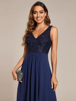 1 x RAW Customer Returns Ever-Pretty Women s Elegant Formal Cocktail Dress Women s Wedding Sleeveless V-Neck Sequin Midi Navy Blue 54 - RRP €60.97