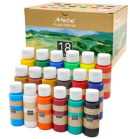 1 x RAW Customer Returns Artecho Acrylic Colors 18 59ml, Acrylic Colors for Painting, for Canvas, Fabrics, Wood and Stone, Suitable for Beginners and Professionals. - RRP €24.99