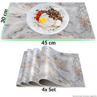 1 x RAW Customer Returns Placemat table set washable PVC placemat non-slip table coaster heat-resistant dining table decoration for indoors outdoors 30x45cm marble silver grey set of 4 - RRP €22.54