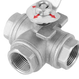 1 x RAW Customer Returns Stainless steel SUS304 pipe ball valve 3-way T-type internal thread 3 4 DN20 - RRP €34.32