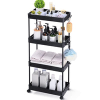 1 x RAW Customer Returns KINGRACK Slim 4-Tier Storage Cart on Wheels, 22cm Wide Sliding Utility Cart for Kitchen or Living Room, Narrow Spaces, etc., Black - RRP €35.99