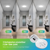 1 x RAW Customer Returns Yafido 12W 18W 24W ceiling light with motion detector, 30CM 3000K 4000K 6000K round LED lamps ceiling lights, IP44 ceiling light flat with motion detector, 2 4 8M detection distance adjustable - RRP €36.99