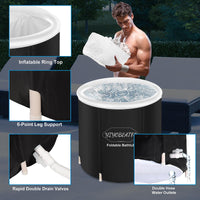 1 x RAW Customer Returns YIYOBEATFO Foldable Bathtub Adults, 75cm Portable Ice Bath Tub for Cryotherapy, Ice Bathtub with Lid for Athletes, Suitable for Indoor and Outdoor Use - RRP €59.92