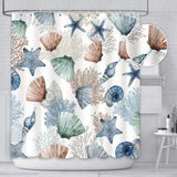 8 x Brand New AIBIIN 180x180cm Under the Sea Theme Shower Curtain Set Marine Starfish Shell Coral Sea Waterproof Bath Curtain with 12 Hooks Modern Home Bathtub Fabric Decoration - RRP €153.6