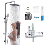 1 x RAW Customer Returns All metal shower system without fittings, SonTiy shower set with 30 cm rectangular shower head, hand shower shower head, shower rail with shelf 5 year guarantee - for bathroom, chrome  - RRP €132.43