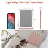 1 x RAW Customer Returns FUNTOUCH makeup mirror with lighting, rechargeable portable travel mirror with lighting, 3 colors lighting mirror for travel, dimmable touch screen, foldable cosmetic mirror with light rose gold  - RRP €26.99