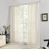 1 x RAW Customer Returns Deconovo Voile Transparent Curtain with Ruffle Tape Semi-Transparent Decorative Curtain Semi-Transparent Linen Look Airy Curtains for Children s Room, 245 x 140 cm Height x Width , Beige, Set of 2 - RRP €32.49