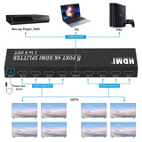 1 x RAW Customer Returns TCNEWCL 4K HDMI Splitter 1 in 8 Out Simultaneous 1x8 Audio Video HDMI Splitter with Power Supply, Supports 3D, HDCP, Compatibility with HDTV, Xbox, PS4, Blue-Ray Player, Projector - RRP €39.98