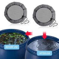 1 x Brand New LEIMEND 2 Pieces Adjustable Rainwater Tank Net Mesh Covers for Rain Barrels with Pull Cord Protects from Leaves Mosquitoes 80cm  - RRP €22.8