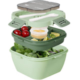 1 x RAW Customer Returns Greentainer salad container with compartments, lunch box with cutlery for adults and children, salad box to go, bento box for school, work, picnic, travel, leak-proof lunch box 1700ml, green - RRP €16.99