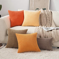 4 x RAW Customer Returns MIULEE Set of 2 Cushion Covers Corduroy Decorative Pillow Case Sofa Cushion Decorative Couch Cushion Pillow Cover Soft for Living Room Bedroom 50 x 50 cm, 20 x 20 Inch Light Orange - RRP €79.96