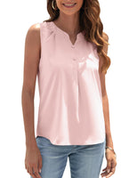 1 x Brand New MAVIS LAVEN Women Summer Tank Tops Chiffon Shirts V Neck Sleeveless Tops Button Blouses Pink Medium - RRP €27.6