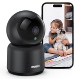 1 x RAW Customer Returns ANNKE Crater 2 WiFi Camera Indoor, 3MP WiFi Baby Pet Camera Indoor with 2-Way Audio, Motion Detection Smart Camera, Cloud SD Card Storage, Compatible with Alexa - Black - RRP €29.99