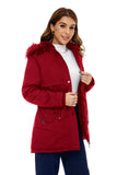 1 x RAW Customer Returns HVEPUO Winter Jacket Parka Women Winter with Fur Lined Outdoor Coat Jackets For Women Hoody Hybrid Jacket Transition Jacket Teenager Girls Winter Coat Schietwetter Red XXL - RRP €50.41