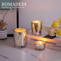 1 x Brand New Romadedi Silver Tealight Holder Candle Holder Glass 18 PCS 6 Set Mercury Tealight Glasses Lantern Candle Holder for Tealights Candles Table Decoration for Wedding Party Christmas Decoration - RRP €41.04