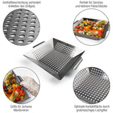 1 x RAW Customer Returns Amazy grill basket non-stick BBQ grill tray made of stainless steel for preparing vegetables, fish and meat on the BBQ charcoal grill, gas grill or in the oven, 30 x 30 x 6cm - RRP €19.99