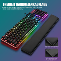 1 x RAW Customer Returns RedThunder K10 Gaming Keyboard and Mouse Set, QWERTZ DE Layout, Metal Plate and Palm Rest, RGB Backlight and 7D with Ergonomic for PC Gamers Black  - RRP €59.99