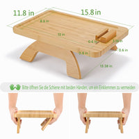 1 x RAW Customer Returns Sofa Tray with Rotating Cell Phone Holder, Bamboo Wood Foldable Clip-on Sofa Tray for Wide Sofas, Non-Slip Sofa Armrest Cup Holder - RRP €40.33