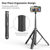 1 x RAW Customer Returns ATUMTEK 130CM Selfie Stick Tripod, Bluetooth Selfie Stick with Heavy Duty Aluminum and Non-Slip Tripod Feet for iPhone and Android Cell Phone Selfie, Video Recording, Video Blogs Live Streaming - RRP €32.26