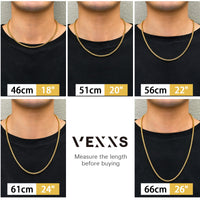 1 x RAW Customer Returns VEXXS gold chain men s cord chain, 18 carat gold-plated 3 5 mm stainless steel necklace men s chain, gold chain for men, women, men, boys, jewelry gift, 46-66 cm - RRP €33.26