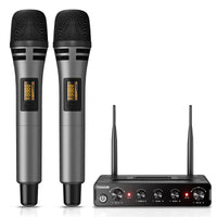 1 x RAW Customer Returns TONOR Dual wireless microphone system wireless, wireless karaoke mic set wireless microphone handheld microphone dynamic with receiver for wedding party church lecture stage speeches conference TW350 Black Red - RRP €64.99