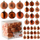 6 x Brand New PREXTEX copper orange Christmas balls for Christmas tree decorations, 36 pieces plastic Christmas tree balls with hanging loop for Christmas tree decoration, tree decorations - RRP €119.94