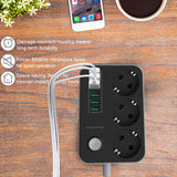 2 x RAW Customer Returns Power strip with 6 USB multiple sockets 3 compartments 2500W 17W 5V 3.4A 1.6M cable, power strip sockets with switch function socket adapter with overload protected switch socket - RRP €40.32