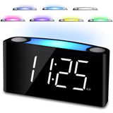 1 x RAW Customer Returns Digital Loud Alarm Clock for Kids Bedroom, 7-Color Night Light, Large LED Display with Adjustable Brightness, Battery Backup, 2 USB Chargers, Snooze for Boys Girls Teens Bedside Table - RRP €24.58