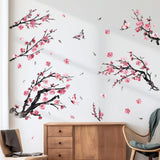 1 x RAW Customer Returns decalmile Wall sticker flowers pink tree branch wall sticker flowers flowers pink wall sticker living room bedroom sofa background wall decoration - RRP €15.12